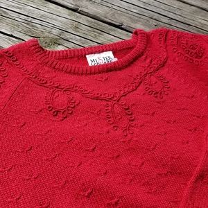 Red Vintage Mister Leonard Knit Sweater w/ Tapered Sleeves, Sz M